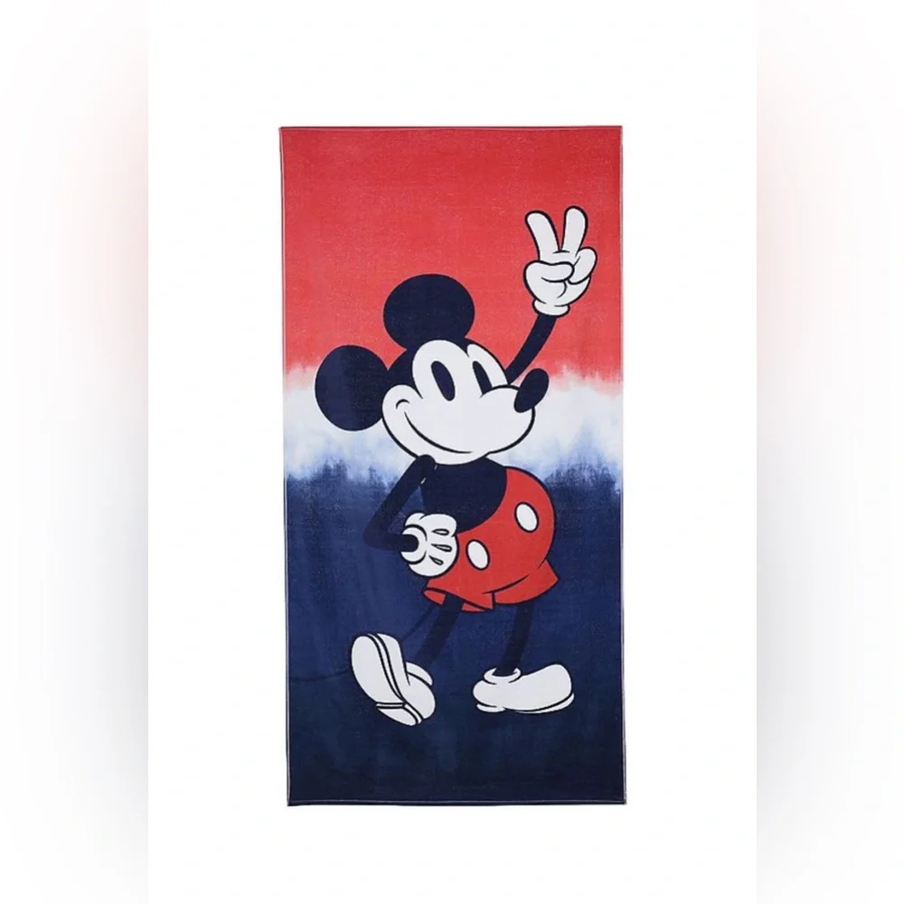 Disney Mickey Mouse Red, White & Blue Beach Towel- NWT